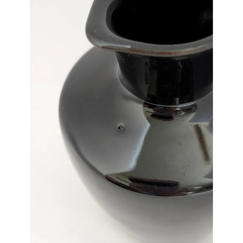 Frankoma 838 Black Onyx Glaze Pottery Pitcher Vase Mid Century Modern 5.5